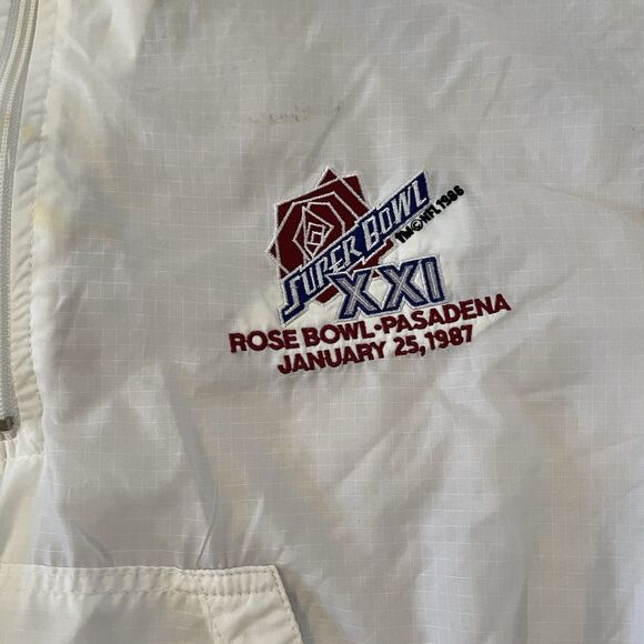 Vintage Logo 7 Super Bowl XXI 1987 STAFF Windbreaker Jacket White Large - Picture 5 of 13